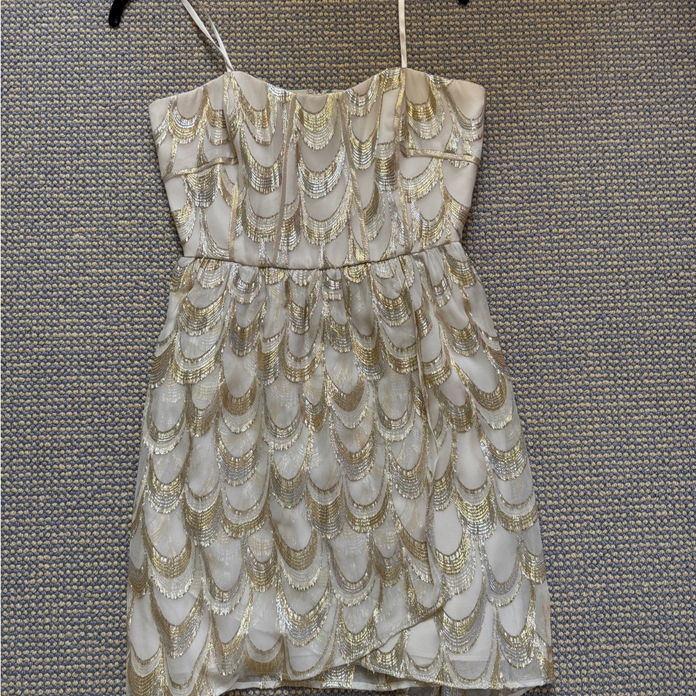 Elegant Gold and Cream Kids Dress